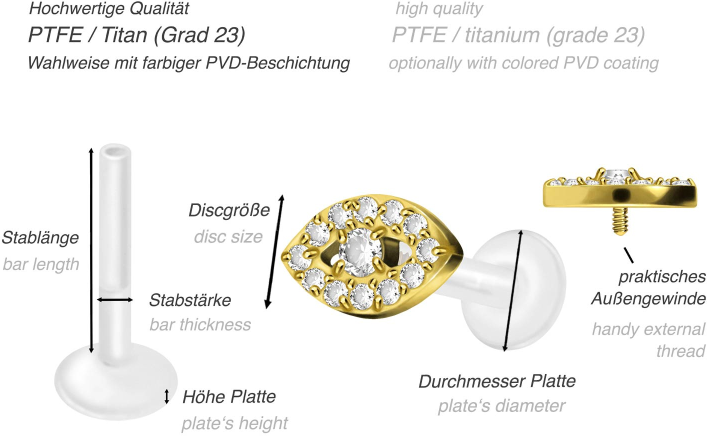 Teflon coated discount titanium piercing